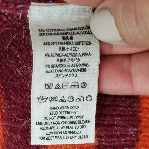 Free People Striped Complete Me Sweater M Orange - Picture 9 of 9